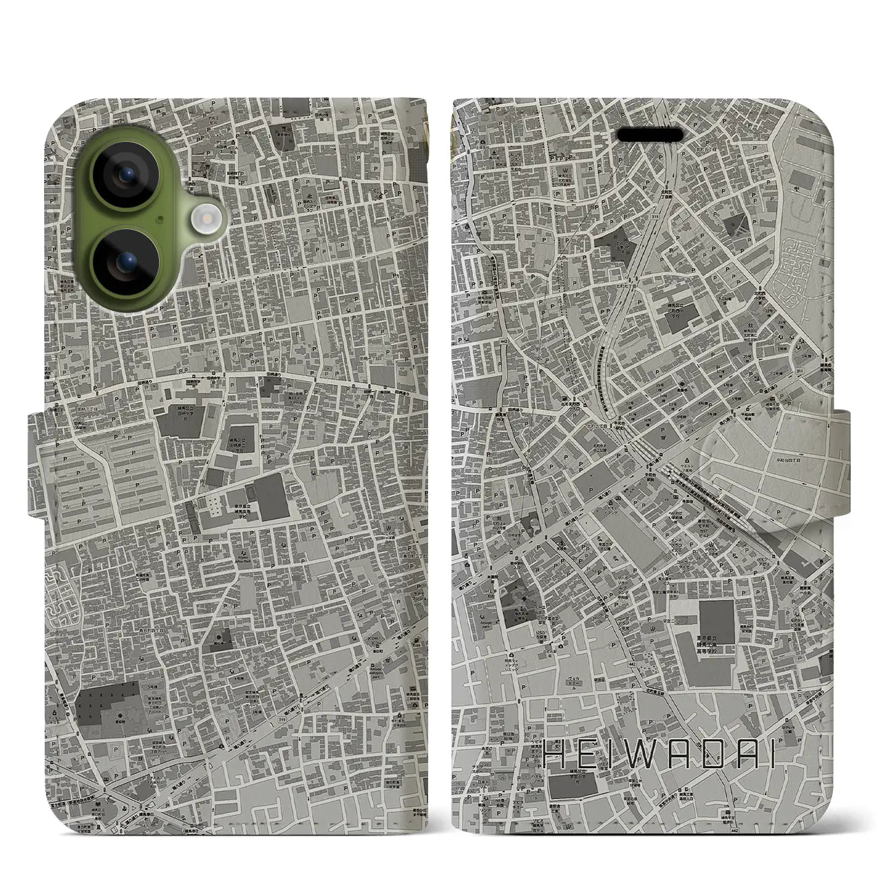 【平和台（東京都）】地図柄iPhoneケース（手帳タイプ）