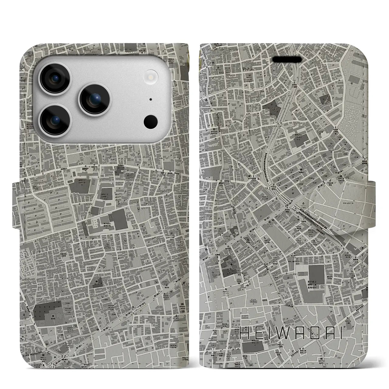 【平和台（東京都）】地図柄iPhoneケース（手帳タイプ）