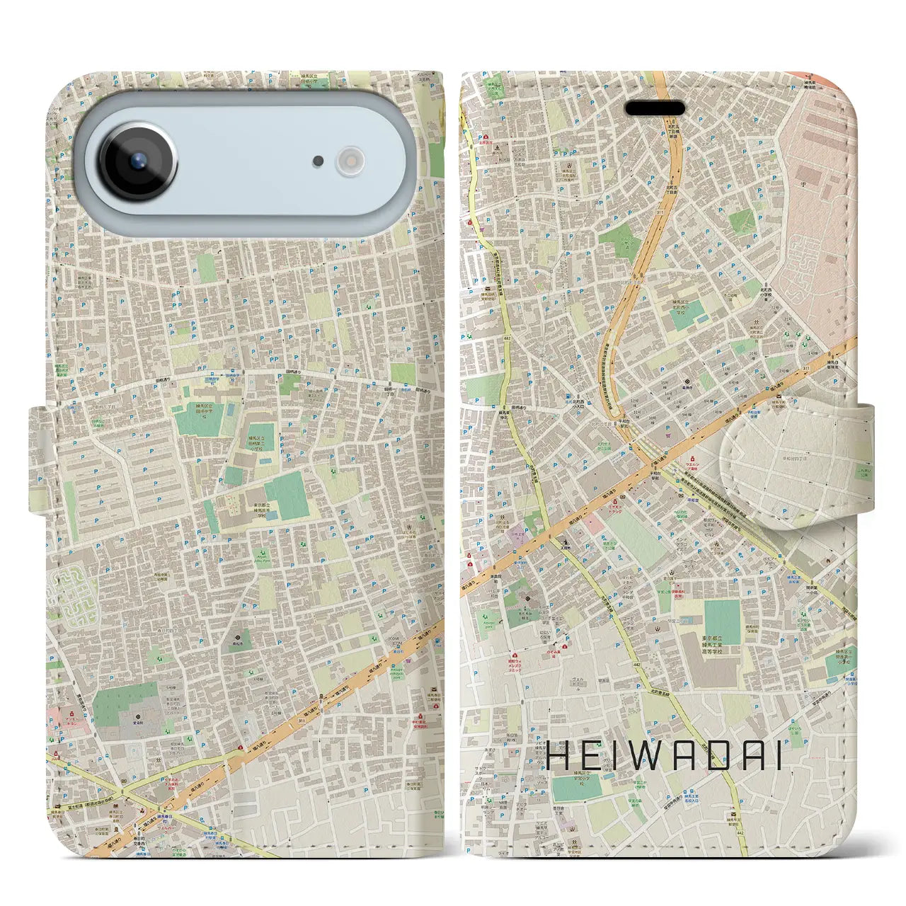 【平和台（東京都）】地図柄iPhoneケース（手帳タイプ）