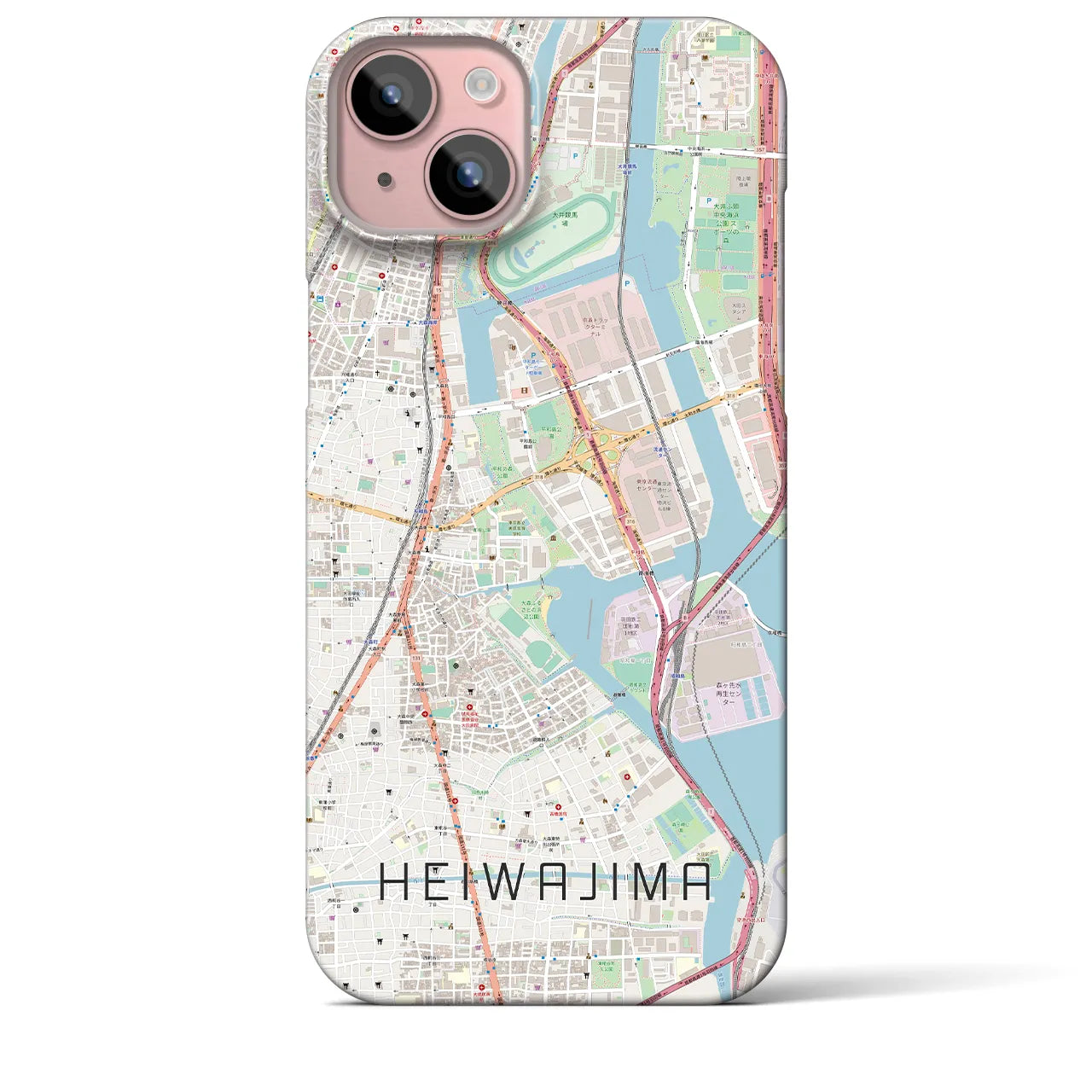 【平和島（東京都）】地図柄iPhoneケース（バックカバータイプ）