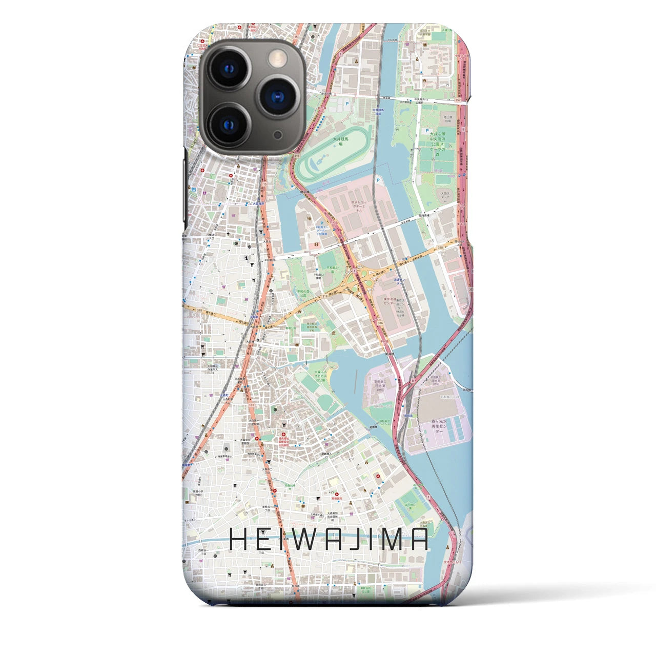【平和島（東京都）】地図柄iPhoneケース（バックカバータイプ）