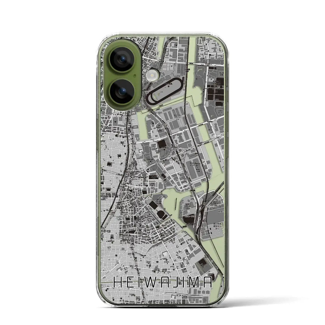 【平和島（東京都）】地図柄iPhoneケース（クリアタイプ）モノトーン・iPhone 17 Pro Max 用