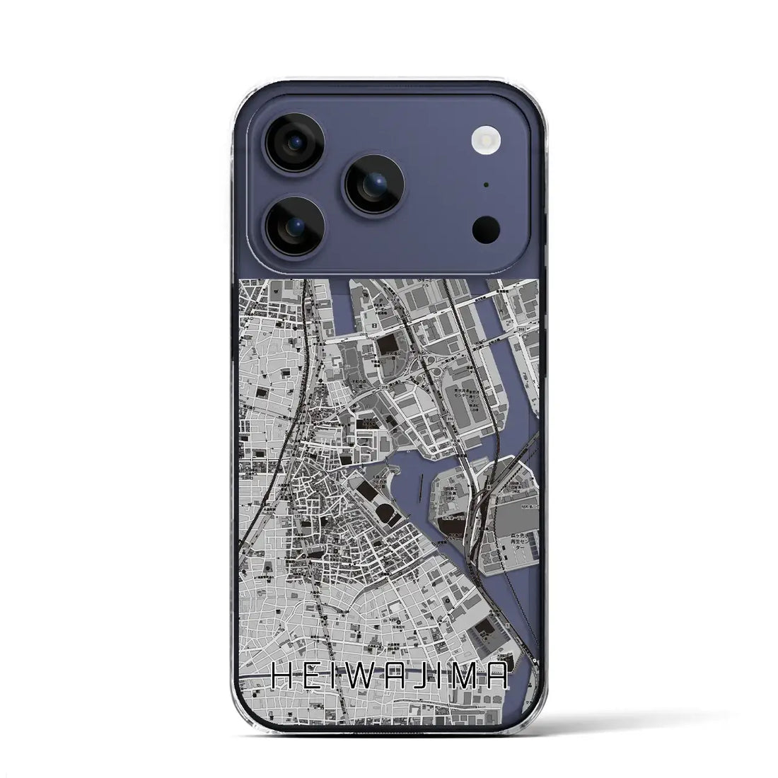 【平和島（東京都）】地図柄iPhoneケース（クリアタイプ）モノトーン・iPhone 17 Pro Max 用
