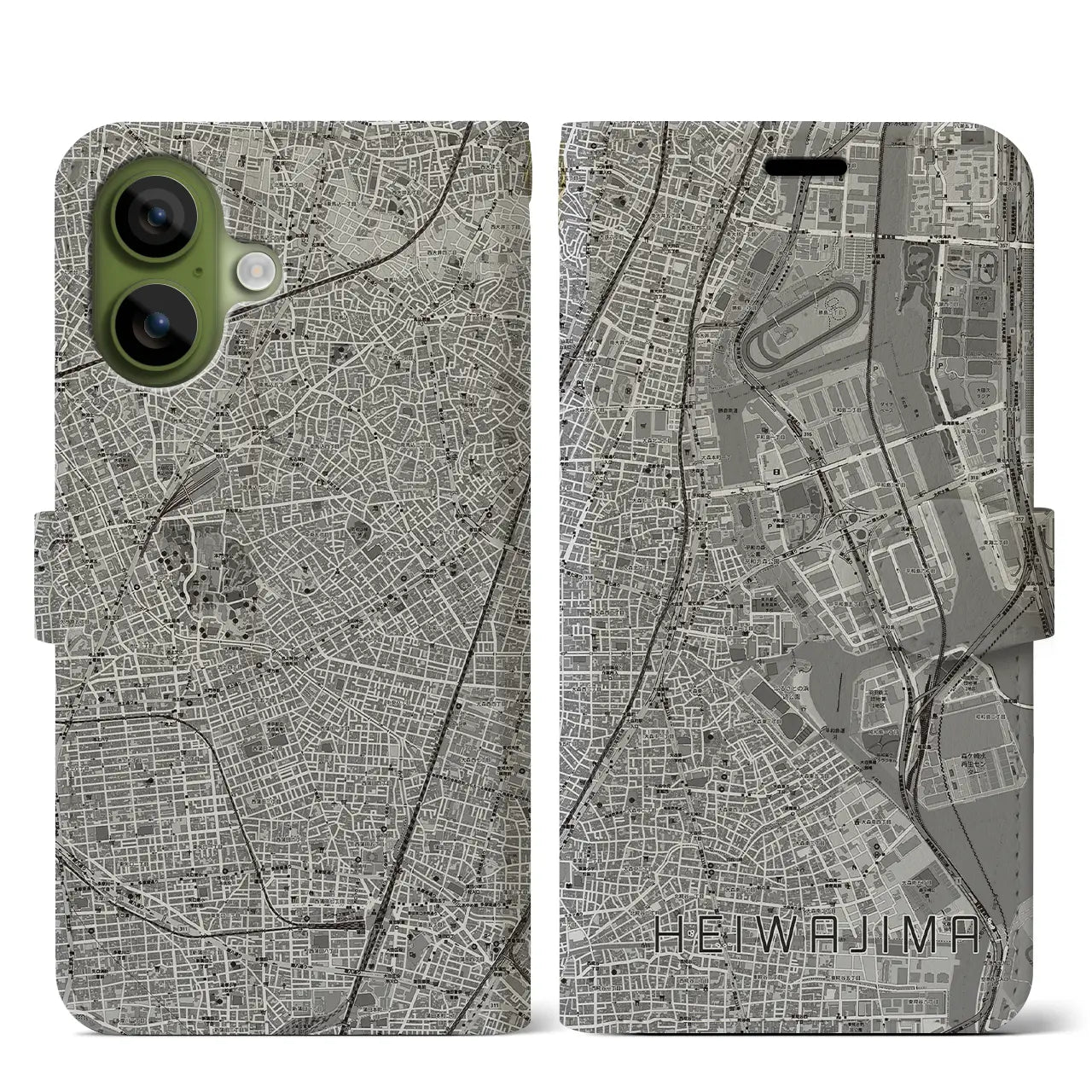 【平和島（東京都）】地図柄iPhoneケース（手帳タイプ）