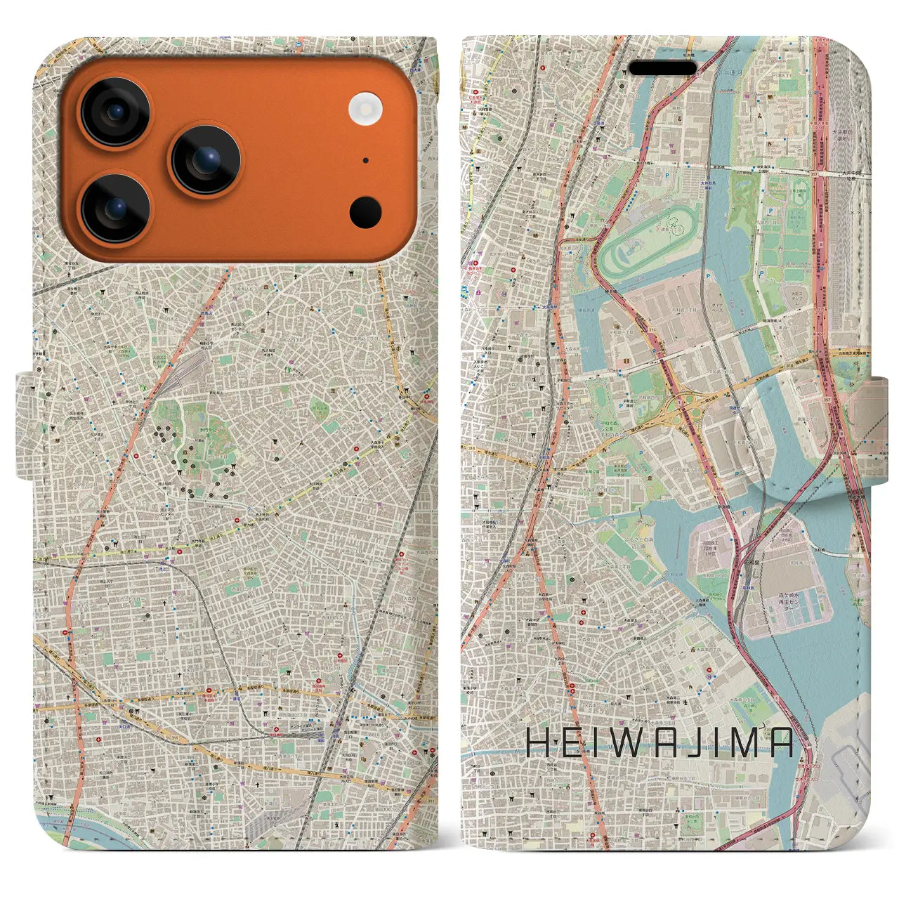 【平和島（東京都）】地図柄iPhoneケース（手帳タイプ）