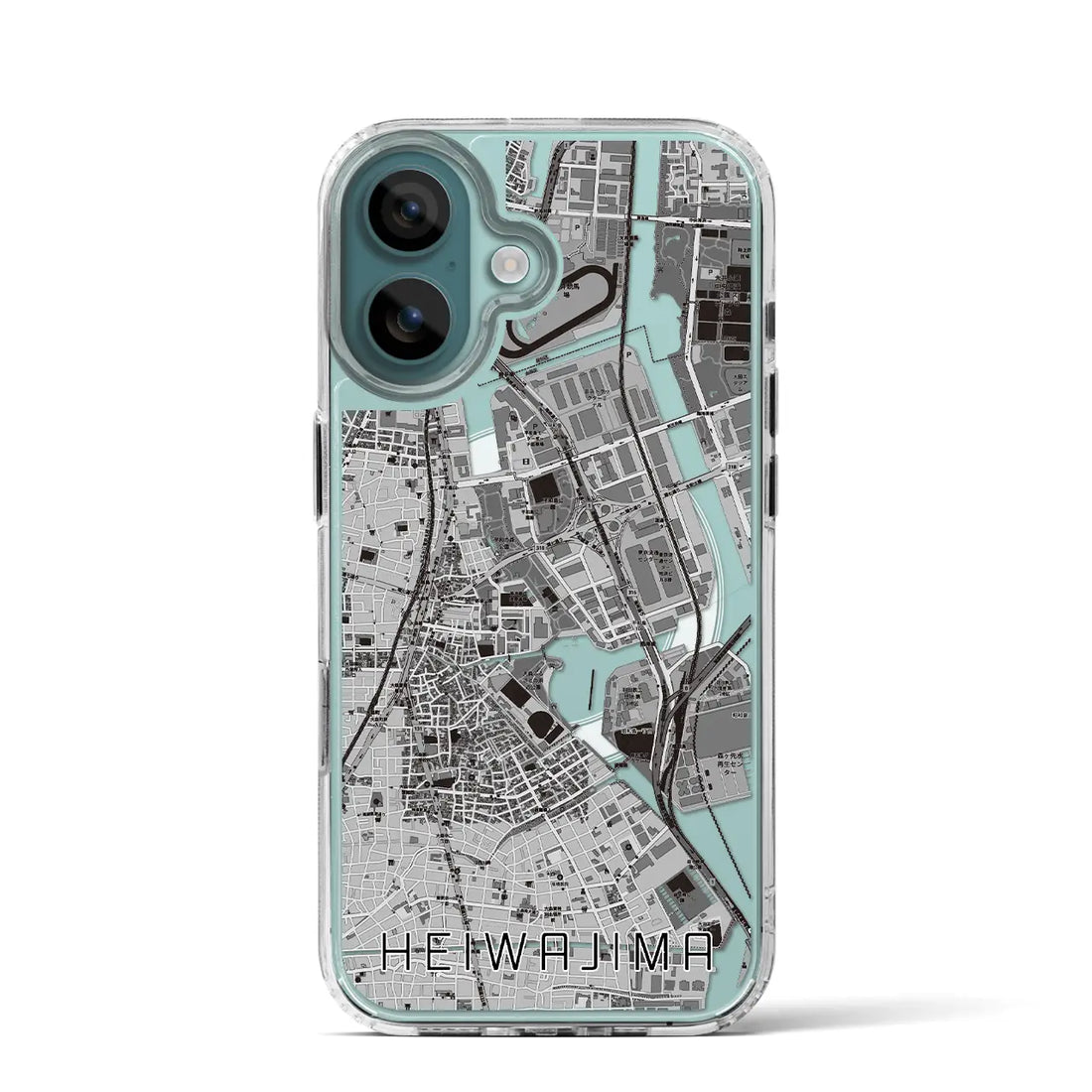 【平和島（東京都）】地図柄iPhoneケース（MagSafeタイプ）モノトーン・iPhone 16 Pro 用