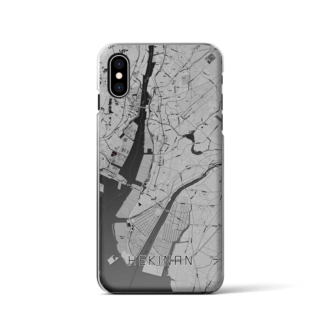 【碧南（愛知県）】地図柄iPhoneケース（クリアタイプ）モノトーン・iPhone XS / X 用