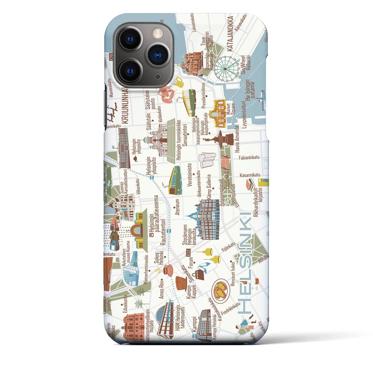 【ヘルシンキ（イラスト）】地図柄iPhoneケース（バックカバータイプ・ブライト）iPhone 11 Pro Max 用