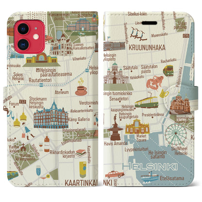 【ヘルシンキ（イラスト）】イラストマップiPhoneケース（手帳タイプ）ブライト・iPhone 11 用