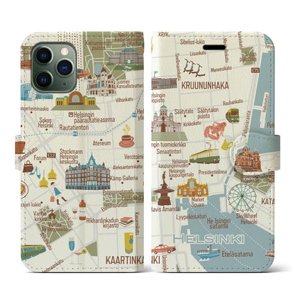 【ヘルシンキ（イラスト）】イラストマップiPhoneケース（手帳タイプ）ブライト・iPhone 11 Pro 用