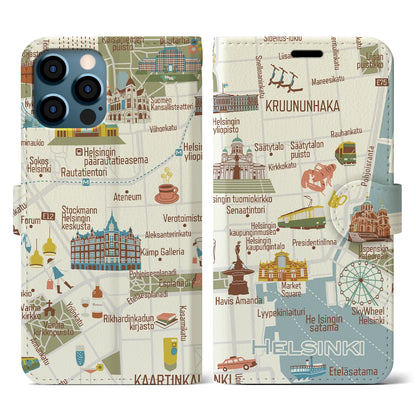 【ヘルシンキ（イラスト）】イラストマップiPhoneケース（手帳タイプ）ブライト・iPhone 12 / 12 Pro 用