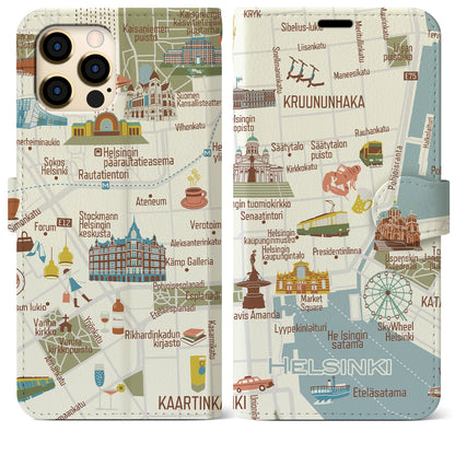 【ヘルシンキ（イラスト）】イラストマップiPhoneケース（手帳タイプ）ブライト・iPhone 12 Pro Max 用