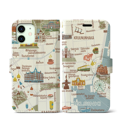 【ヘルシンキ（イラスト）】イラストマップiPhoneケース（手帳タイプ）ブライト・iPhone 12 mini 用