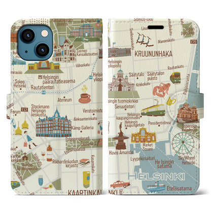 【ヘルシンキ（イラスト）】イラストマップiPhoneケース（手帳タイプ）ブライト・iPhone 13 用