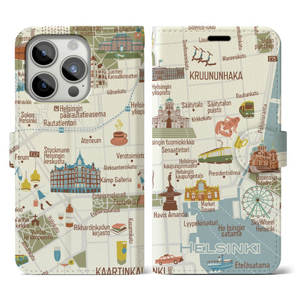 【ヘルシンキ（イラスト）】イラストマップiPhoneケース（手帳タイプ）ブライト・iPhone 15 Pro 用
