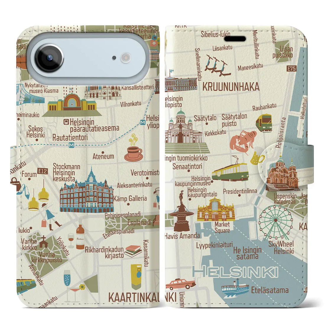 【ヘルシンキ(イラスト)】イラストマップiPhoneケース(手帳タイプ)ブライト・iPhone 17 Pro Max 用