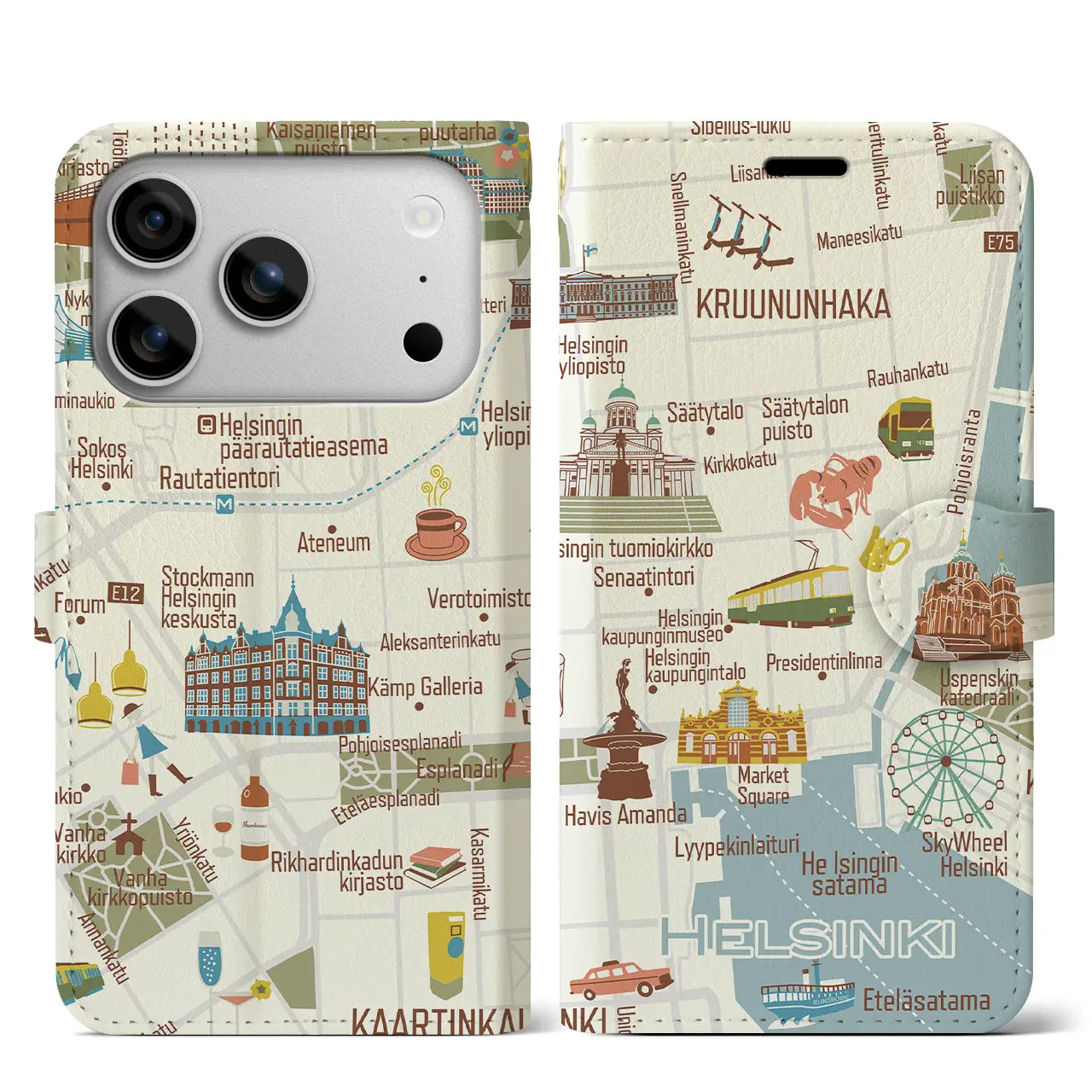 【ヘルシンキ】イラストマップiPhoneケース（手帳タイプ）