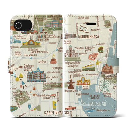 【ヘルシンキ（イラスト）】イラストマップiPhoneケース（手帳タイプ）ブライト・iPhone SE（第3 / 第2世代） / 8 / 7 / 6s / 6 用
