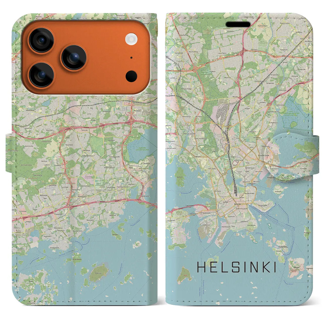【ヘルシンキ（フィンランド）】地図柄iPhoneケース（手帳タイプ）ナチュラル・iPhone 17 Pro Max 用
