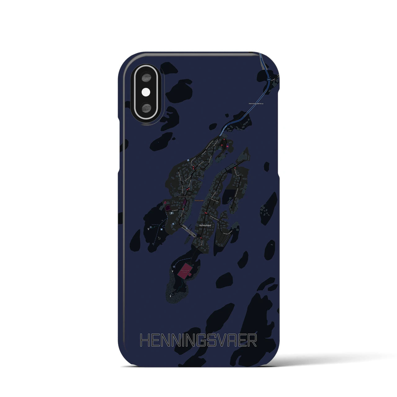 【ヘニングスヴァール（ノルウェー）】地図柄iPhoneケース（バックカバータイプ）