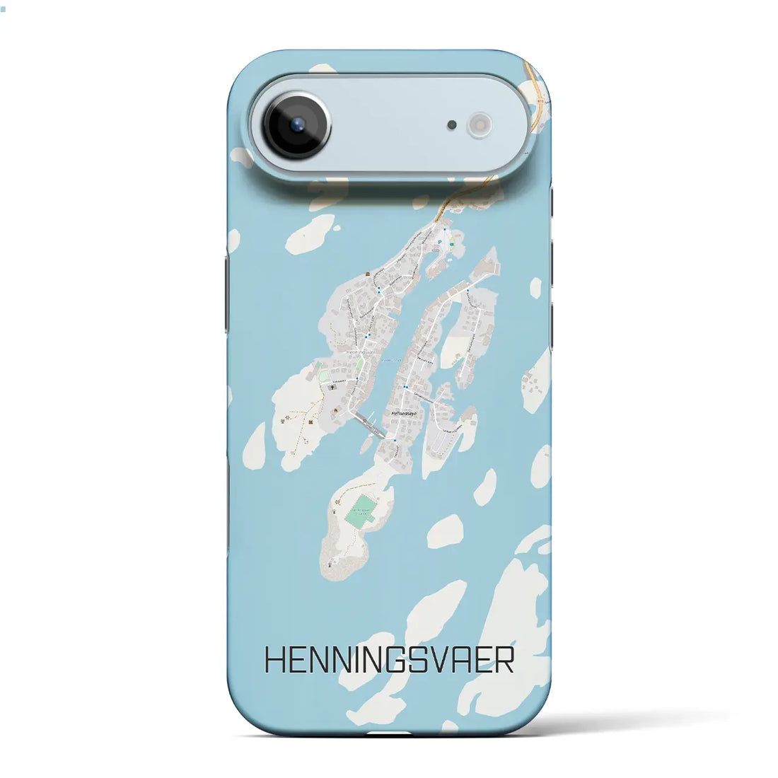 【ヘニングスヴァール（ノルウェー）】地図柄iPhoneケース（バックカバータイプ）ブラック・iPhone 17 Pro Max 用