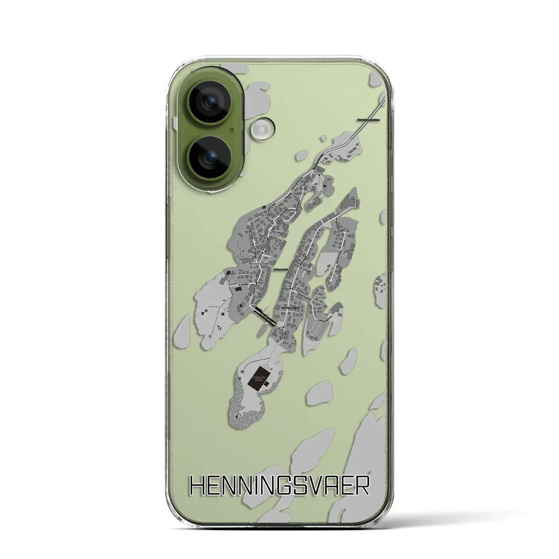 【ヘニングスヴァール（ノルウェー）】地図柄iPhoneケース（クリアタイプ）モノトーン・iPhone 17 Pro Max 用