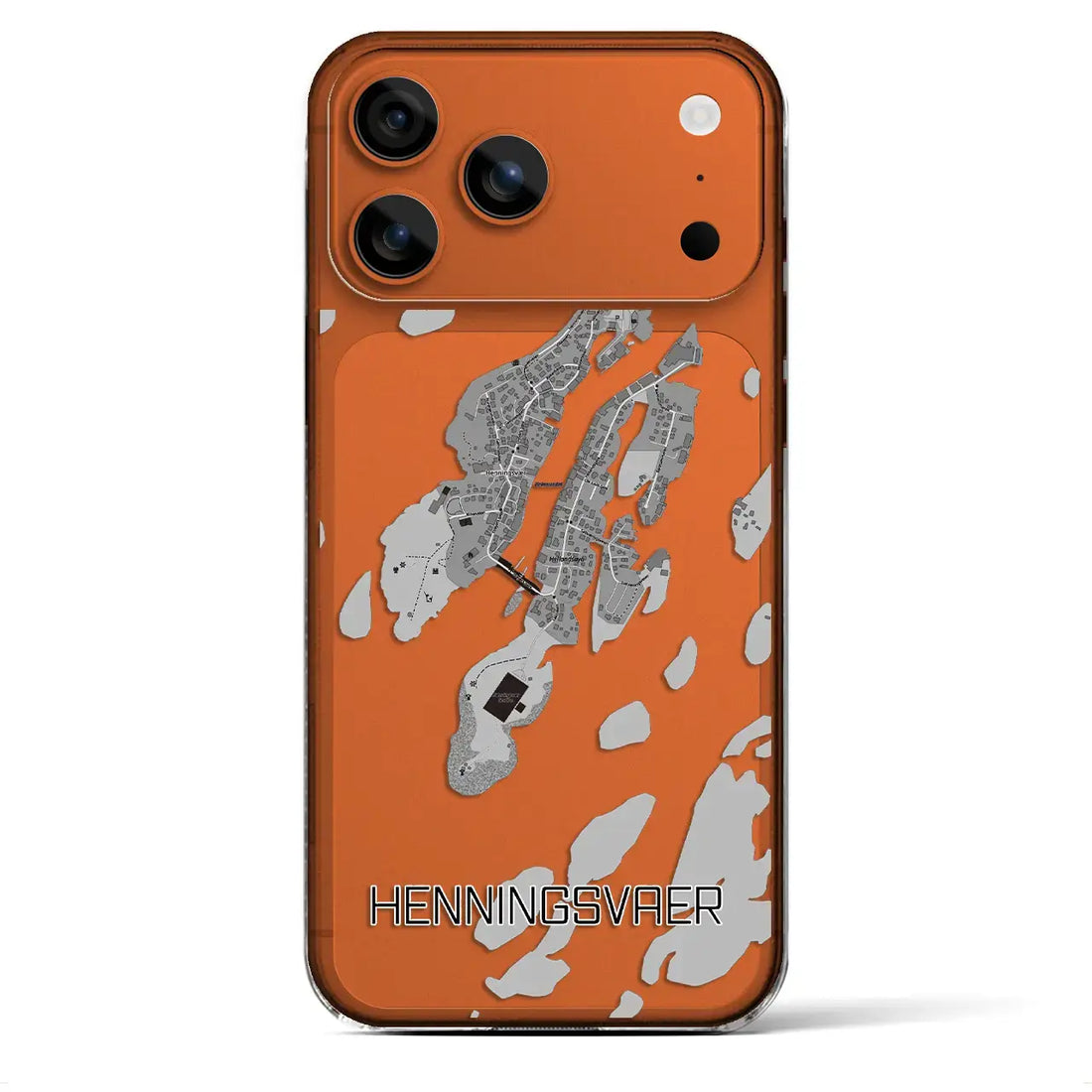 【ヘニングスヴァール（ノルウェー）】地図柄iPhoneケース（クリアタイプ）