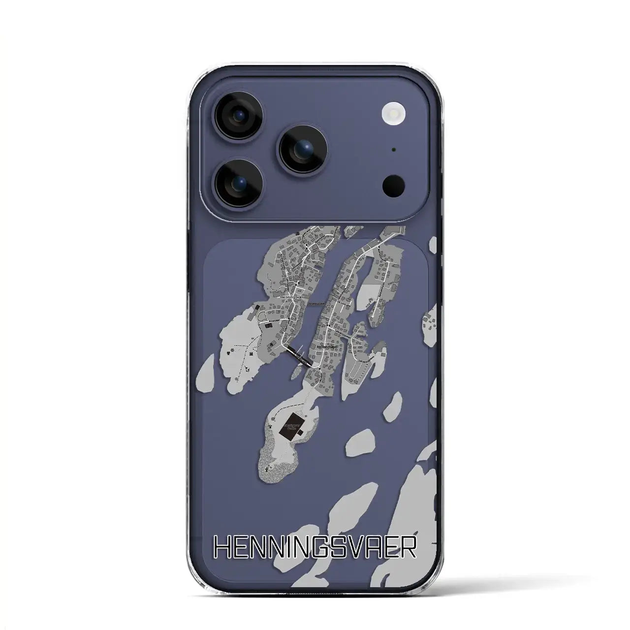 【ヘニングスヴァール（ノルウェー）】地図柄iPhoneケース（クリアタイプ）