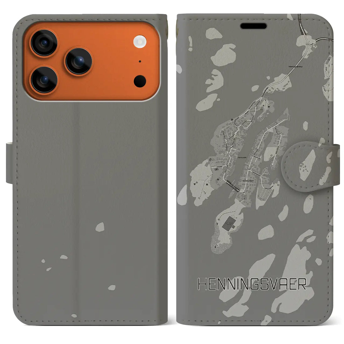 【ヘニングスヴァール（ノルウェー）】地図柄iPhoneケース（手帳タイプ）