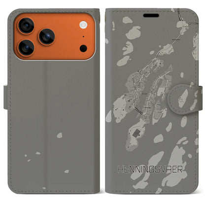 【ヘニングスヴァール（ノルウェー）】地図柄iPhoneケース（手帳タイプ）