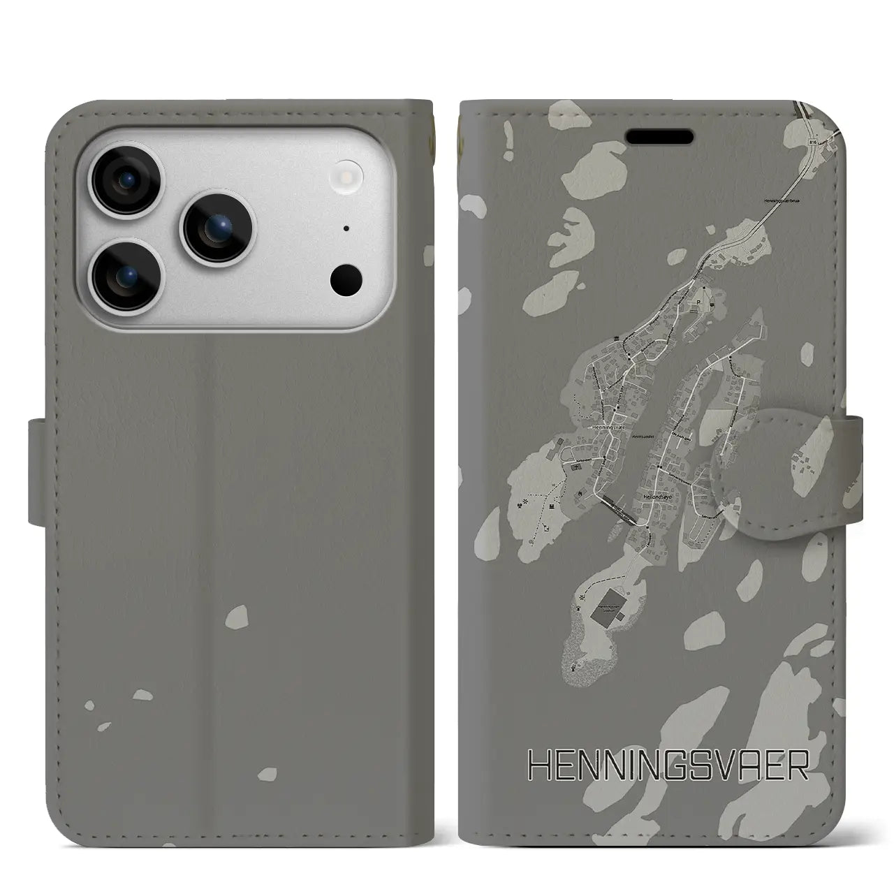 【ヘニングスヴァール（ノルウェー）】地図柄iPhoneケース（手帳タイプ）