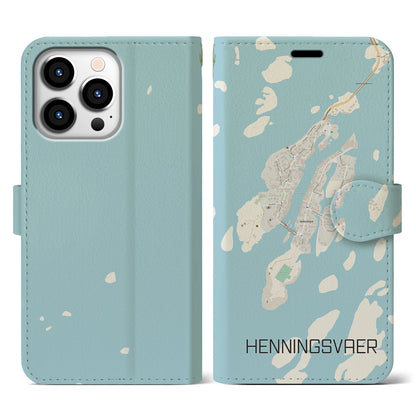 【ヘニングスヴァール（ノルウェー）】地図柄iPhoneケース（手帳タイプ）ナチュラル・iPhone 13 Pro 用