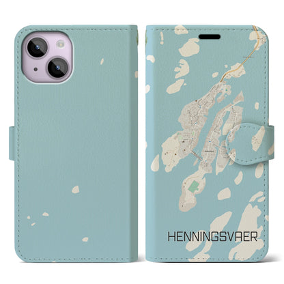 【ヘニングスヴァール（ノルウェー）】地図柄iPhoneケース（手帳タイプ）ナチュラル・iPhone 14 用