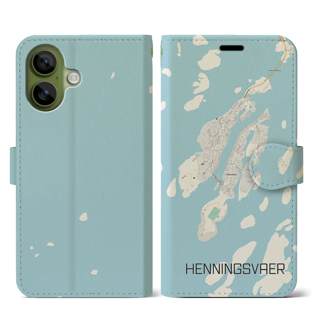 【ヘニングスヴァール（ノルウェー）】地図柄iPhoneケース（手帳タイプ）
