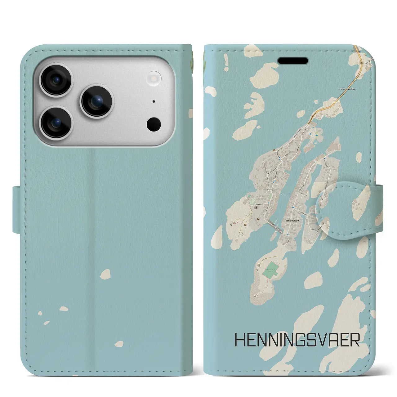 【ヘニングスヴァール（ノルウェー）】地図柄iPhoneケース（手帳タイプ）