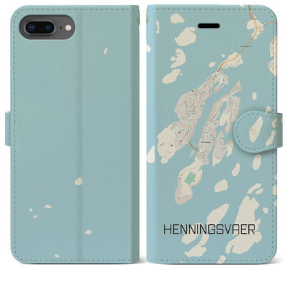 【ヘニングスヴァール（ノルウェー）】地図柄iPhoneケース（手帳タイプ）ナチュラル・iPhone 8Plus /7Plus / 6sPlus / 6Plus 用