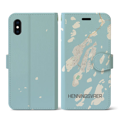 【ヘニングスヴァール（ノルウェー）】地図柄iPhoneケース（手帳タイプ）ナチュラル・iPhone XS / X 用