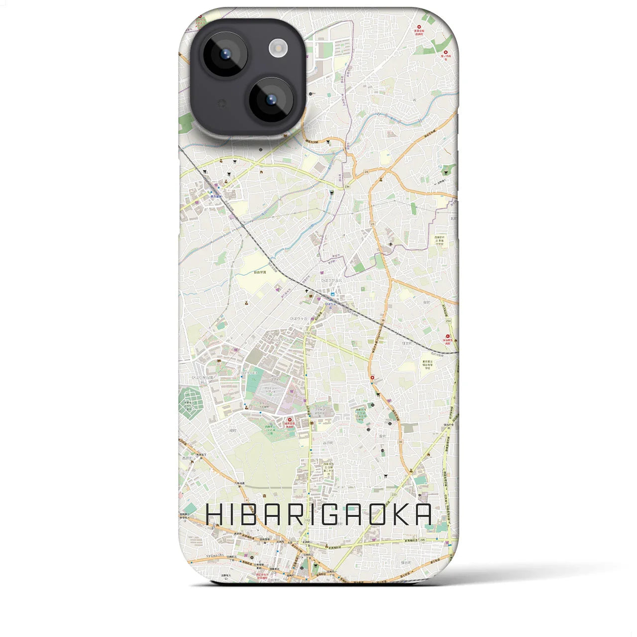 【ひばりヶ丘（東京都）】地図柄iPhoneケース（バックカバータイプ）