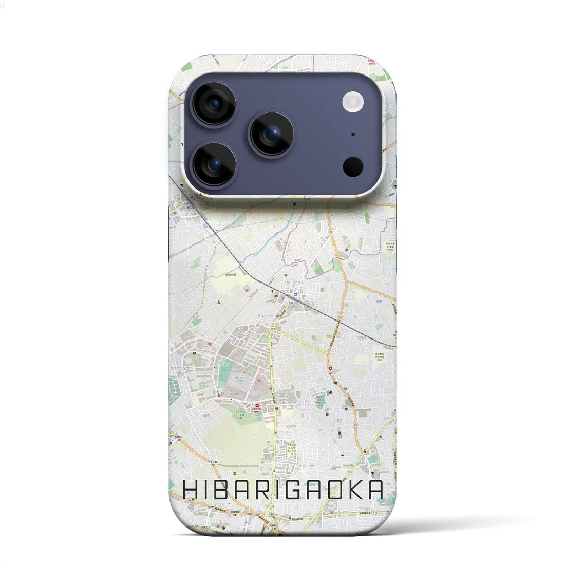 【ひばりヶ丘(東京都)】地図柄iPhoneケース(バックカバータイプ)ブラック・iPhone 17 Pro Max 用