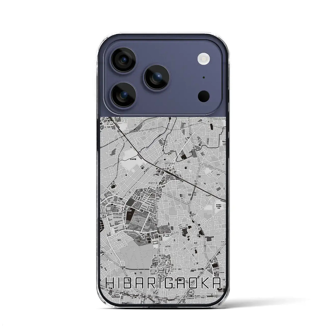 【ひばりヶ丘(東京都)】地図柄iPhoneケース(クリアタイプ)モノトーン・iPhone 17 Pro Max 用