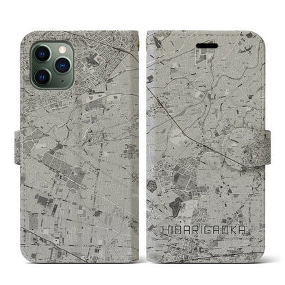 【ひばりヶ丘（東京都）】地図柄iPhoneケース（手帳タイプ）モノトーン・iPhone 11 Pro 用