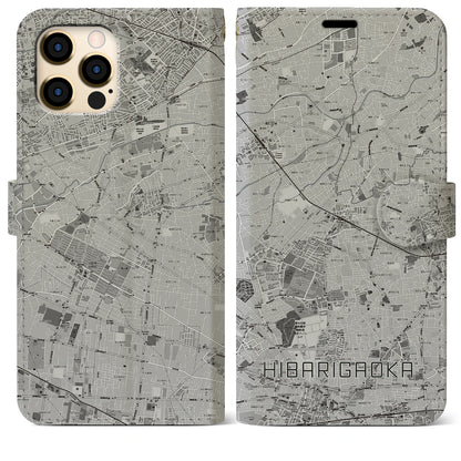 【ひばりヶ丘（東京都）】地図柄iPhoneケース（手帳タイプ）モノトーン・iPhone 12 Pro Max 用