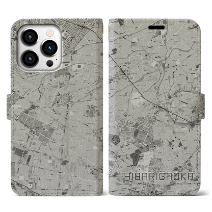 【ひばりヶ丘（東京都）】地図柄iPhoneケース（手帳タイプ）モノトーン・iPhone 13 Pro 用