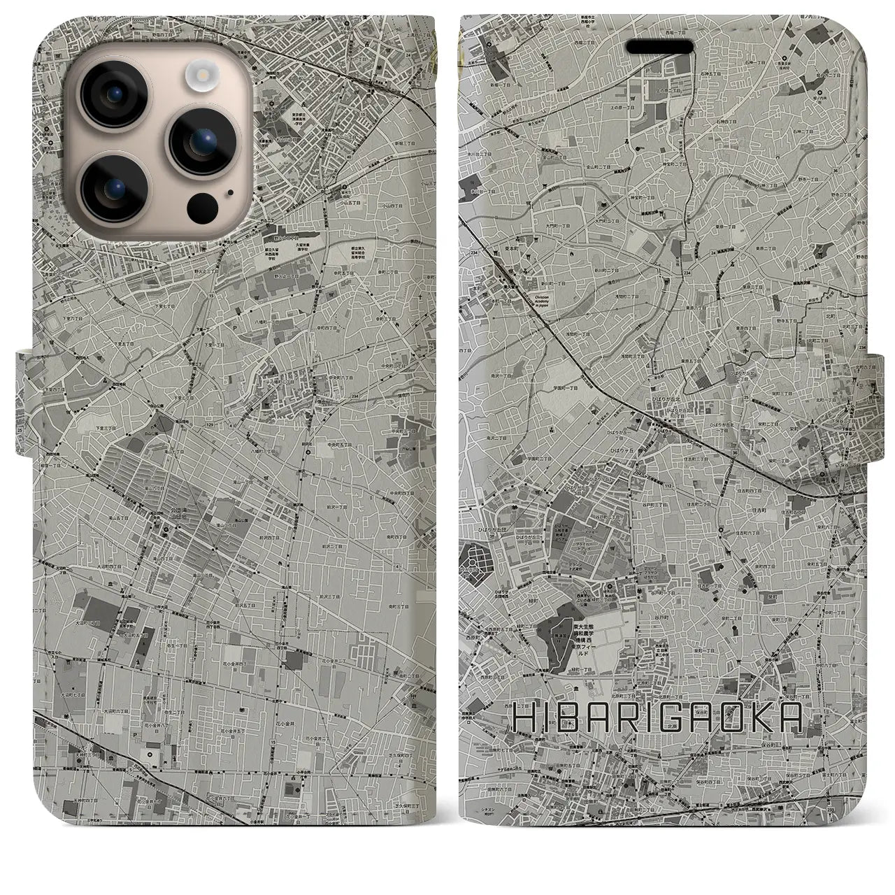 【ひばりヶ丘（東京都）】地図柄iPhoneケース（手帳タイプ）