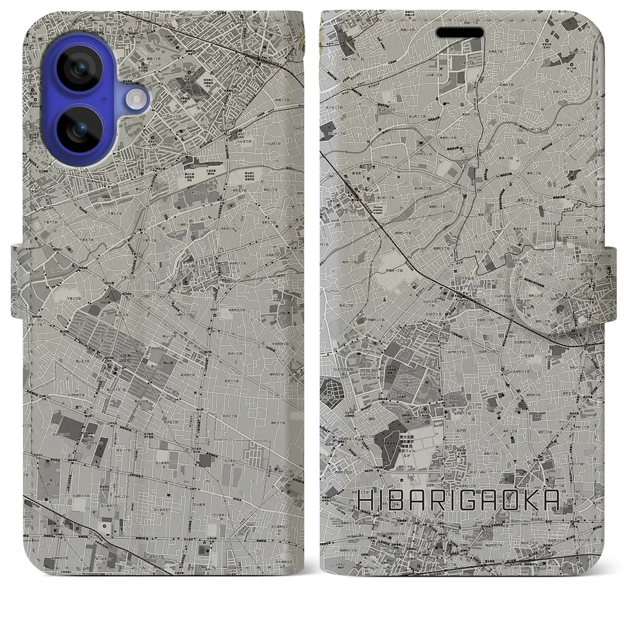 【ひばりヶ丘（東京都）】地図柄iPhoneケース（手帳タイプ）