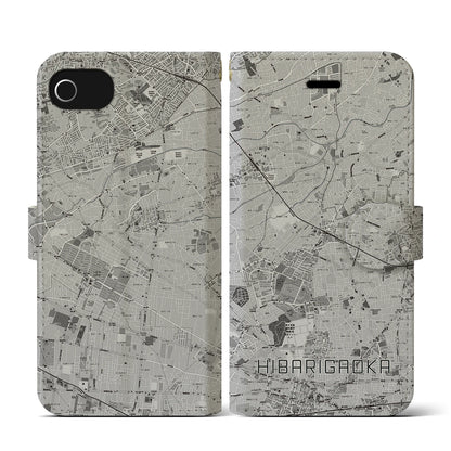 【ひばりヶ丘（東京都）】地図柄iPhoneケース（手帳タイプ）モノトーン・iPhone SE（第3 / 第2世代） / 8 / 7 / 6s / 6 用