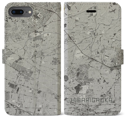 【ひばりヶ丘（東京都）】地図柄iPhoneケース（手帳タイプ）モノトーン・iPhone 8Plus /7Plus / 6sPlus / 6Plus 用