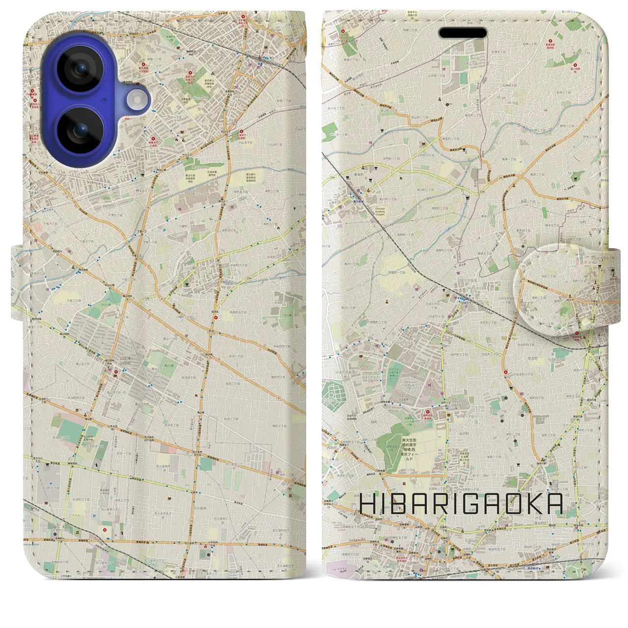 【ひばりヶ丘（東京都）】地図柄iPhoneケース（手帳タイプ）