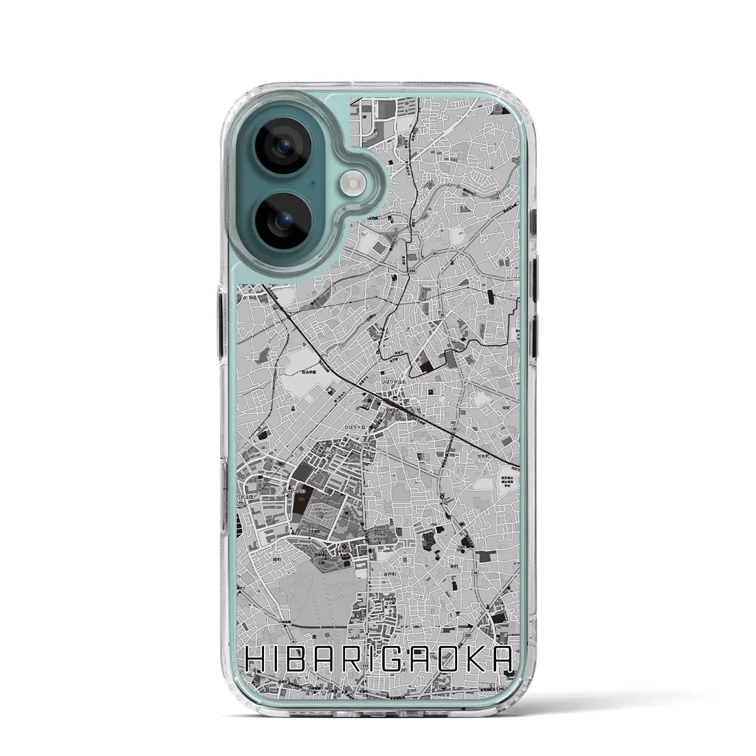 【ひばりヶ丘(東京都)】地図柄iPhoneケース(MagSafeタイプ)モノトーン・iPhone 16 Pro 用