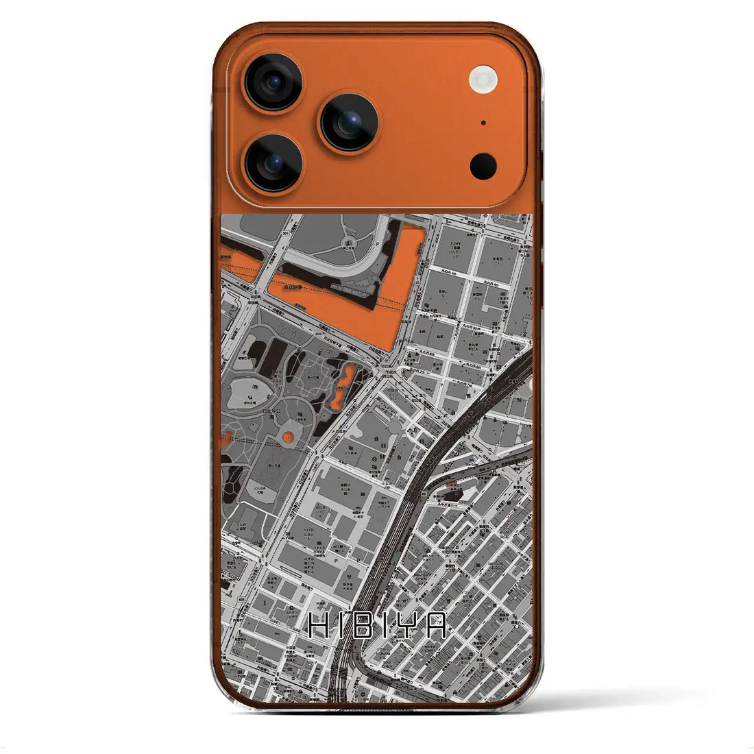 【日比谷（東京都）】地図柄iPhoneケース（クリアタイプ）モノトーン・iPhone 17 Pro Max 用